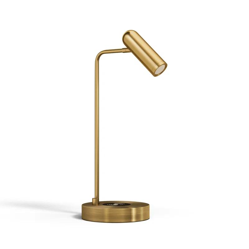 AdessoCharge 17" Antique Brass LED Desk Lamp with Wireless Charging