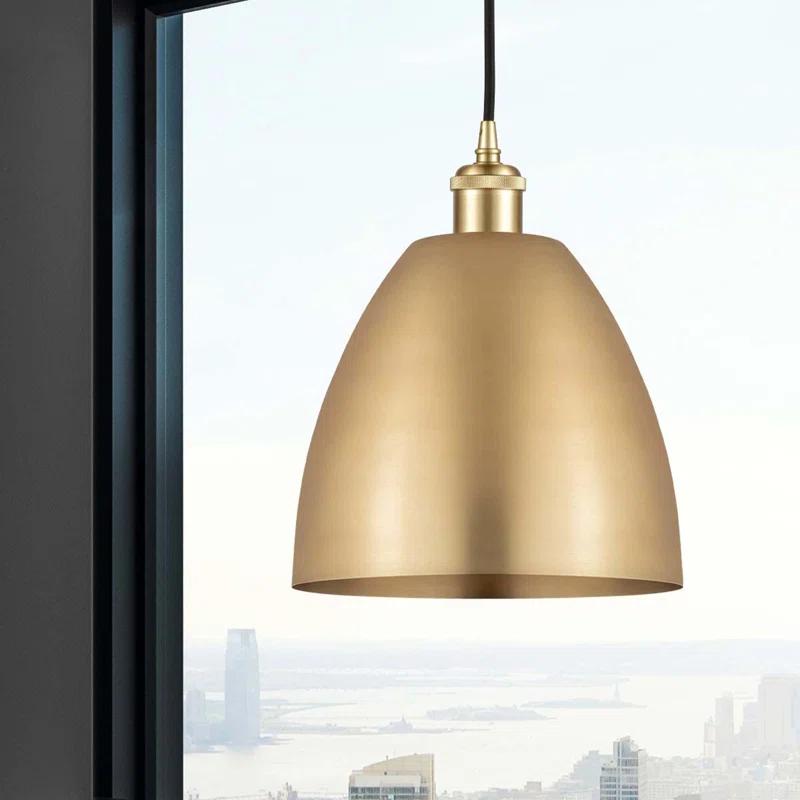 Matte Black and Satin Gold 12.88" Mini Pendant Light