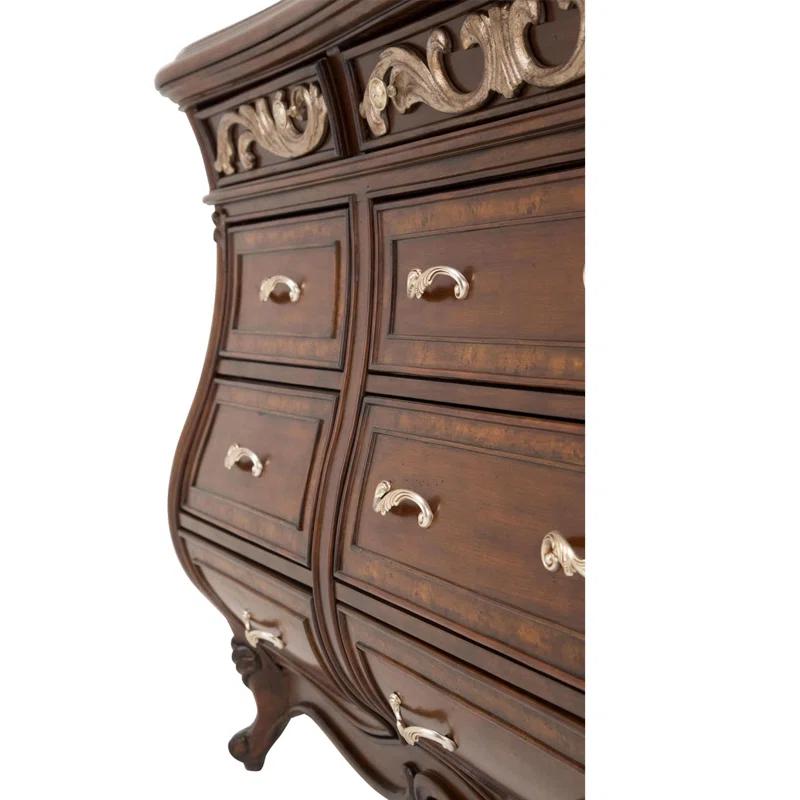 Elegant Transitional 70.5" Light Espresso Dresser with Mirrored Accents
