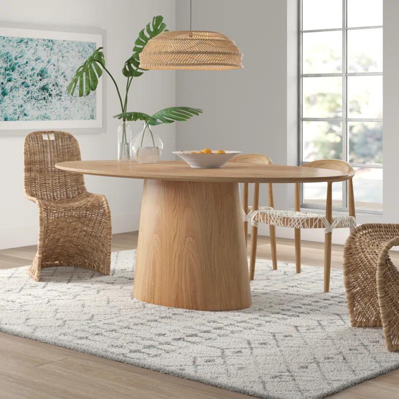 Contemporary Mid-Century 78'' Oval Natural Wood Dining Table