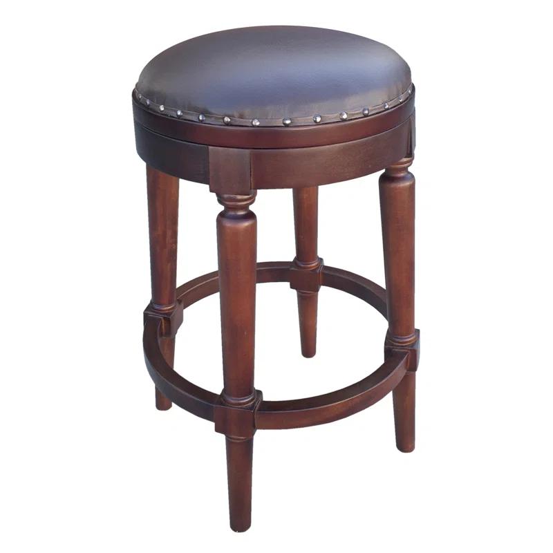 Avanza Adjustable 26'' Mahogany & Faux Leather Brown Counter Stool