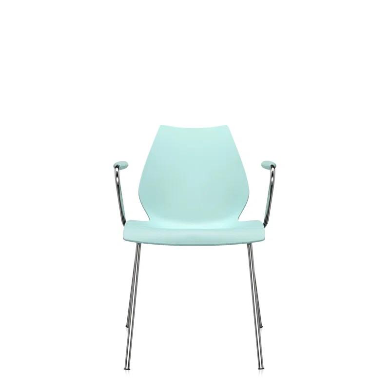 Pale Gray Maui Stackable Chair with Metal Frame
