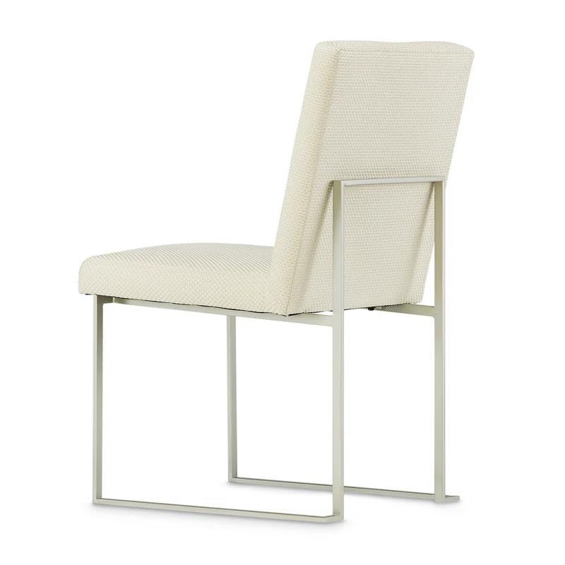 Laguna Ridge Cream Upholstered Side Chair with Brushed Platinum Frame