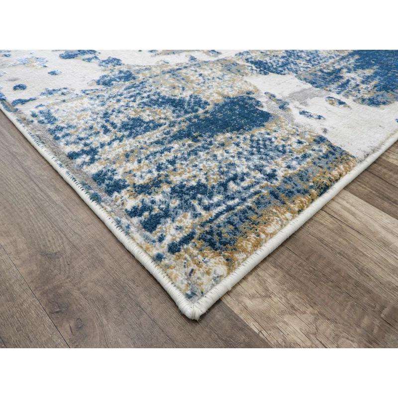 Sapphire Blue Synthetic 24" Round Stain-Resistant Rug