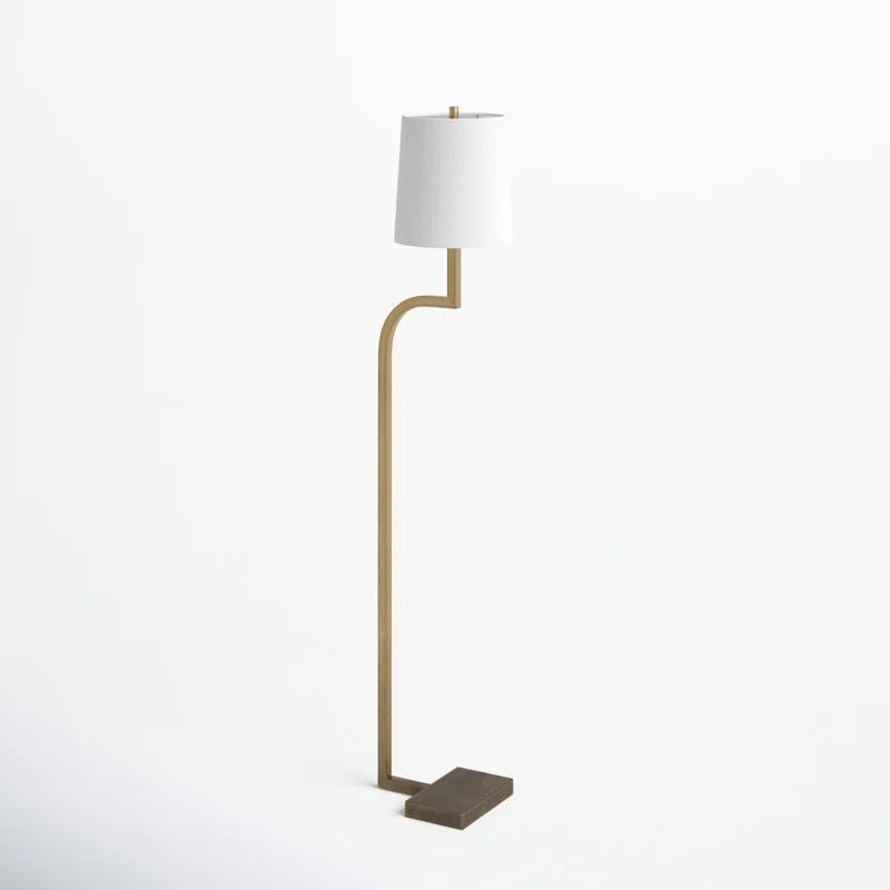 Gold and White Iron 52.75'' Floor Lamp