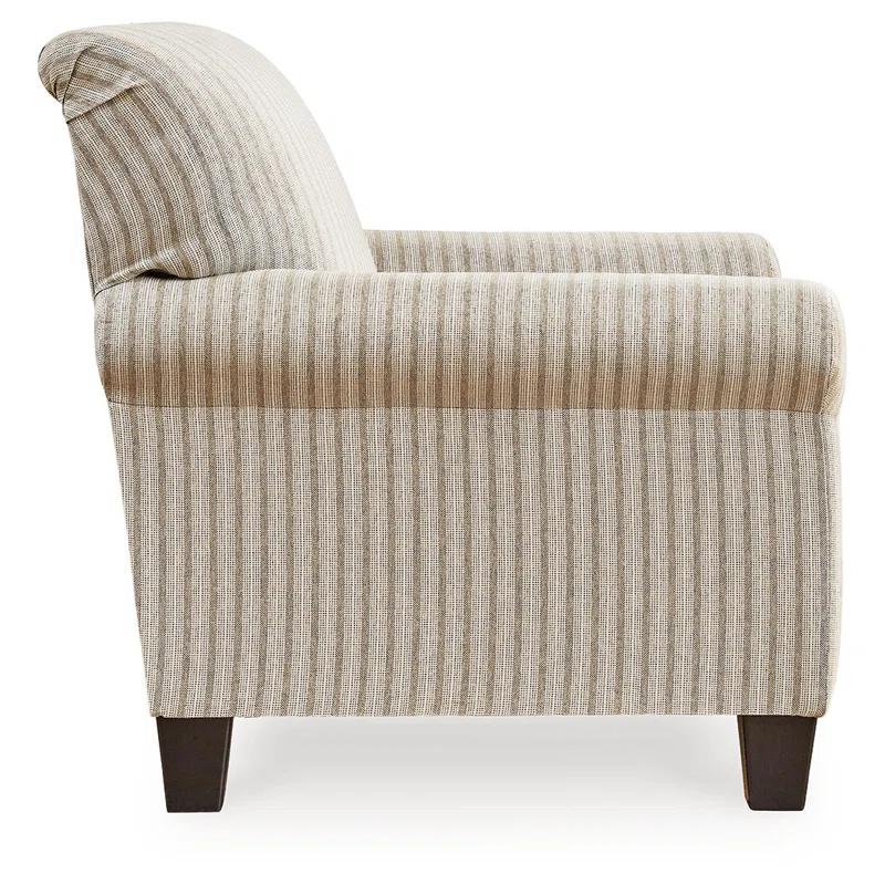 Contemporary Beige Striped 36" Manufactured Wood Accent Chair