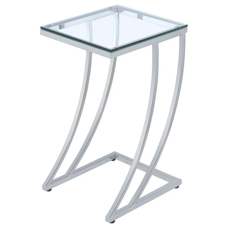 Cayden Contemporary Chrome and Clear Glass Accent Table