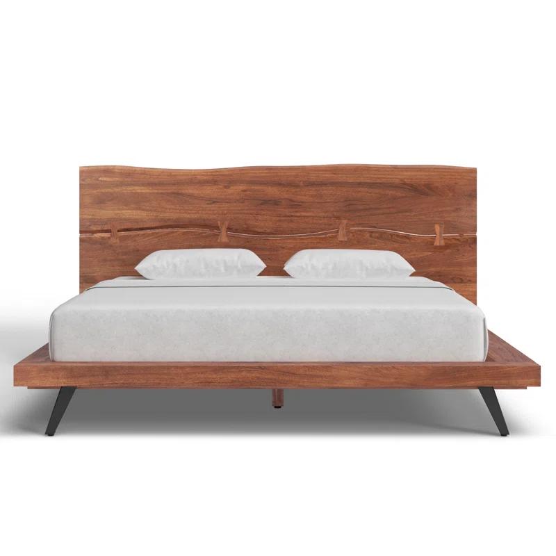 Madagascar Queen Platform Bed with Organic Edge Headboard