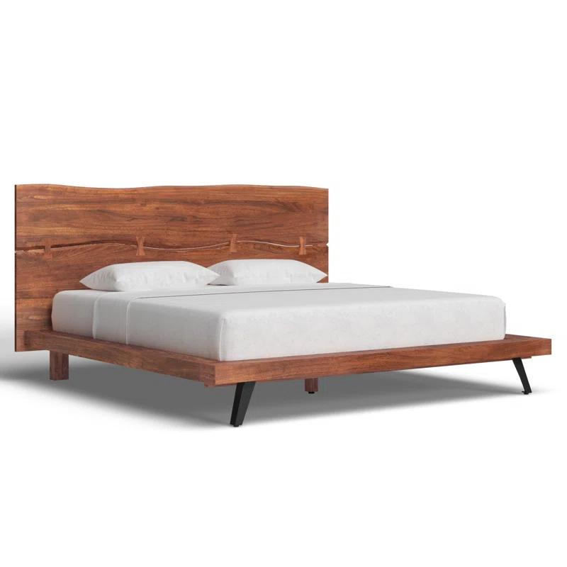 Madagascar Queen Platform Bed with Organic Edge Headboard