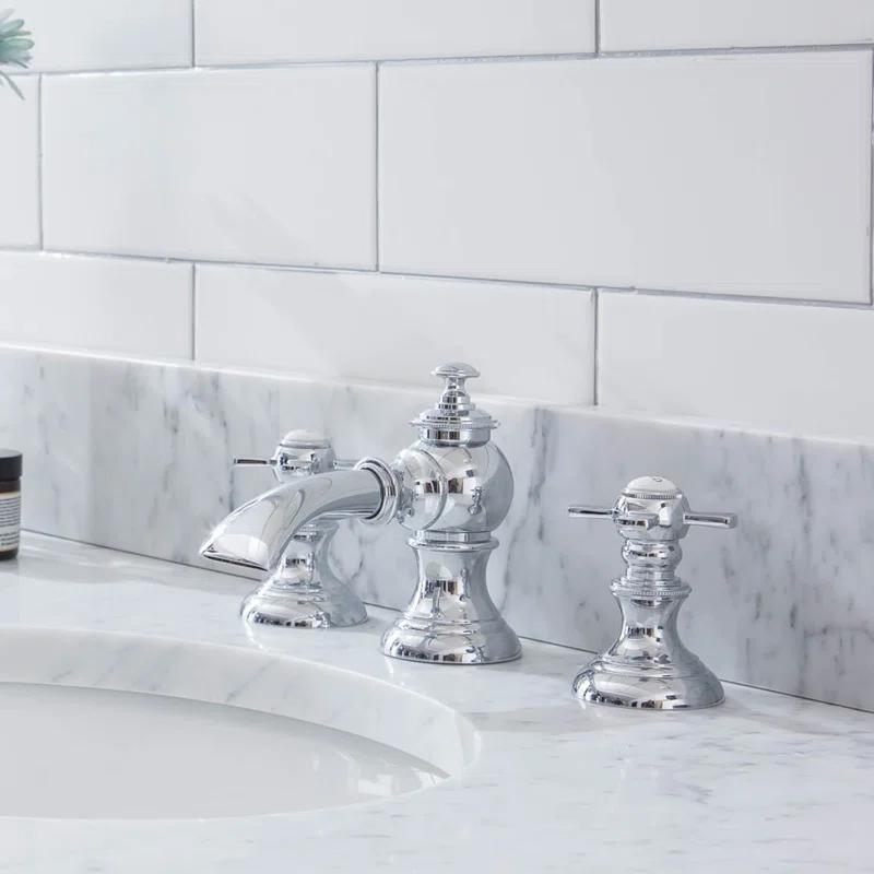 Elegant Classic Chrome Widespread Bathroom Faucet with Pop-Up Drain