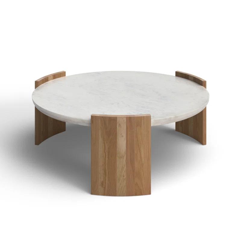 Whilem French Deco White Marble Round Coffee Table