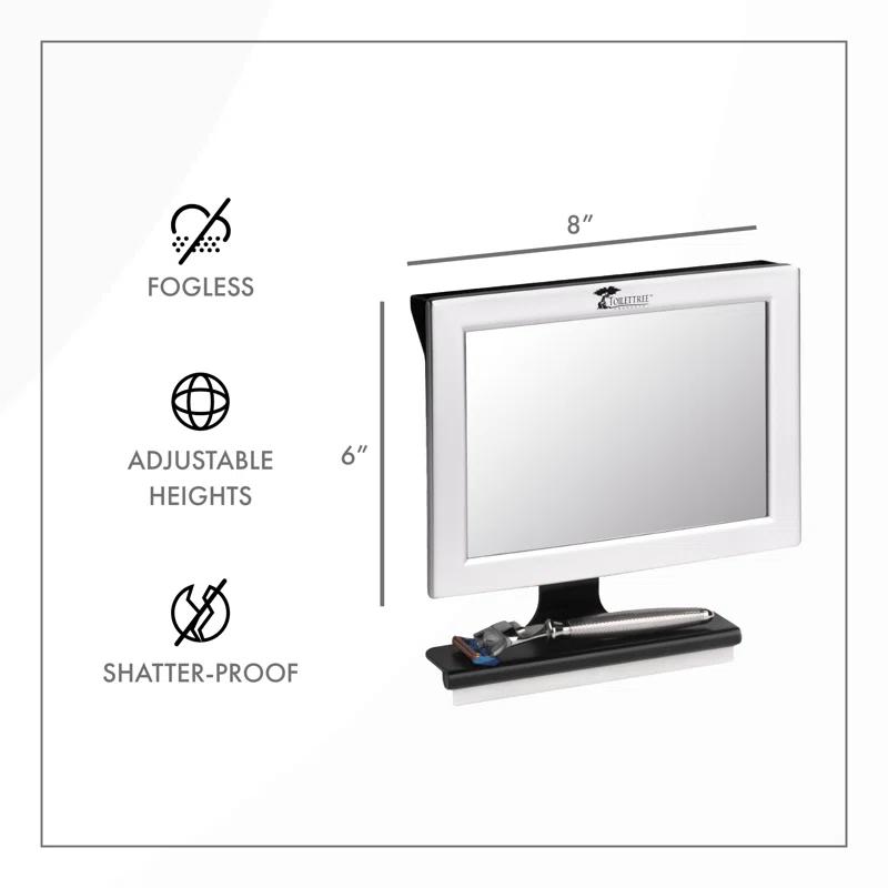 Detachable Rectangle Fogless Shower Mirror with Adjustable Silver Bracket