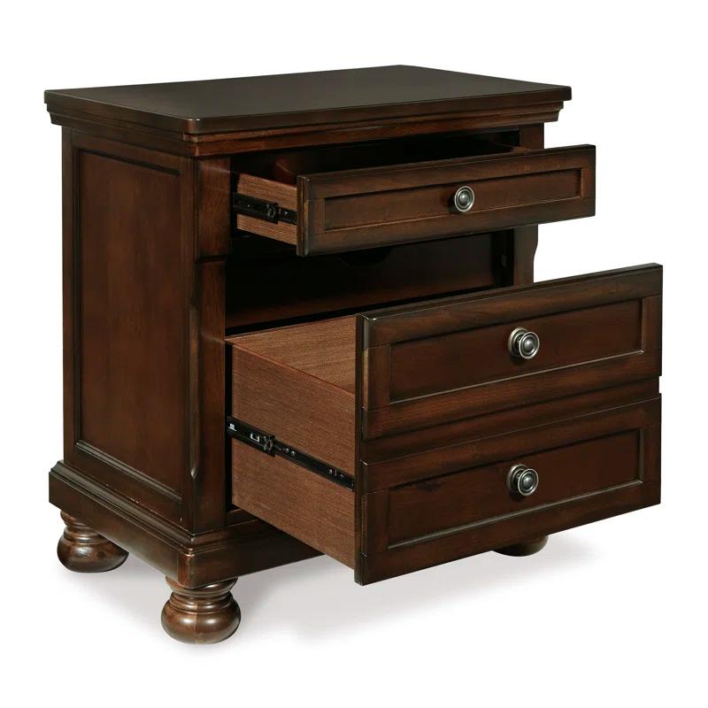 Transitional Rustic Brown Nightstand with Antiqued Hardware