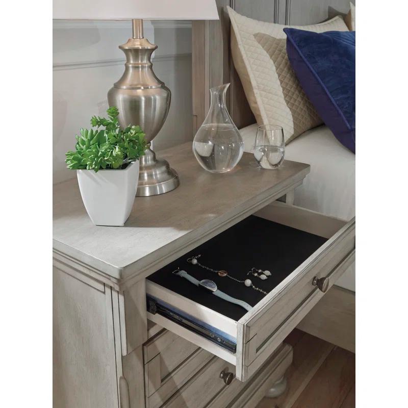 Lettner Light Gray Traditional 2-Drawer Nightstand with Silver-Tone Hardware