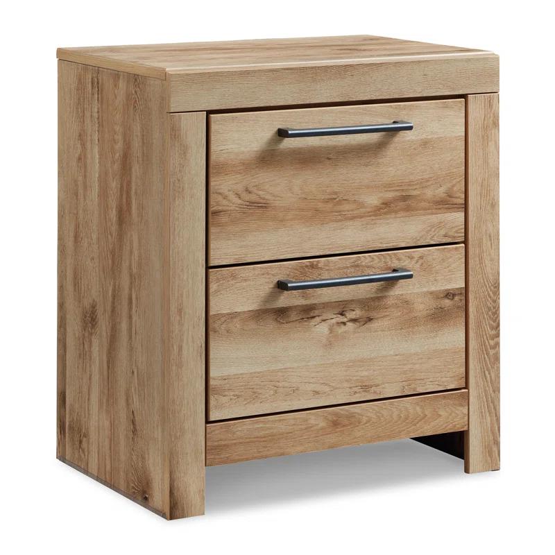 Hyanna Contemporary Beige 2-Drawer Nightstand with USB Charging