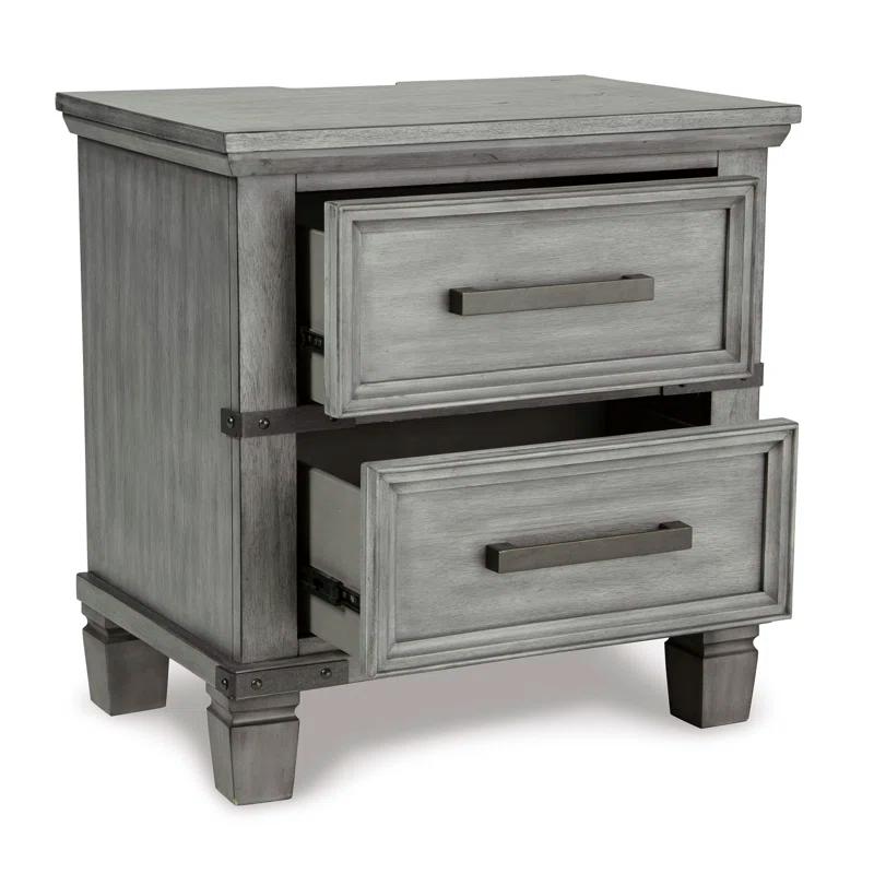Russelyn Transitional 2-Drawer Nightstand in Weathered Gray