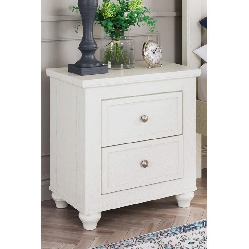 Grantoni Cottage-Style White 2-Drawer Nightstand