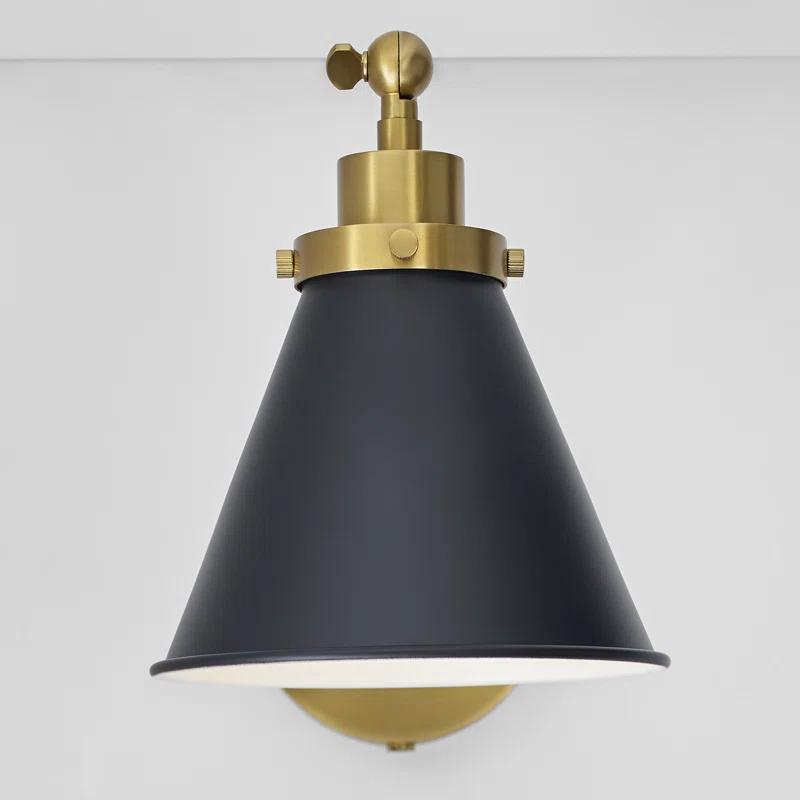 Midnight Elegance Dimmable Black and Brass Swing Arm Sconce