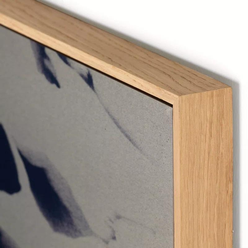 Cyanotype Botanical Graphic Art Metal Print with White Oak Frame