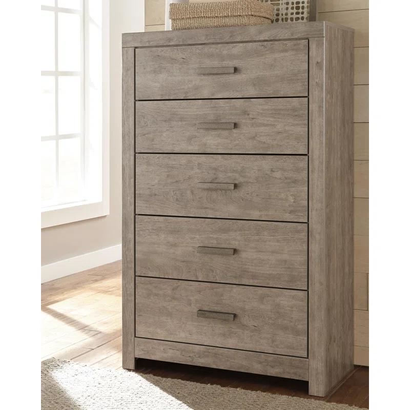 Ethereal Driftwood Grey 5-Drawer Weathered Chest