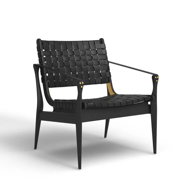Black Mahogany Leather Safari Accent Chair 25"