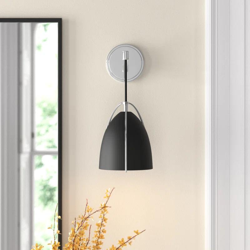 Norman Midnight Black and Chrome 1-Light Outdoor Wall Sconce