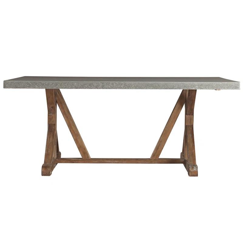 Rustic Reclaimed Wood Dining Table with Concrete Top, Seats 6