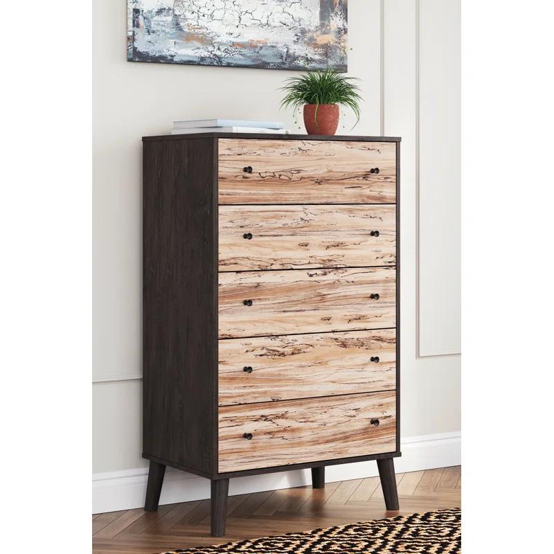 Piperton Two-Tone 5-Drawer Chest with Charcoal and Sugarberry Finish