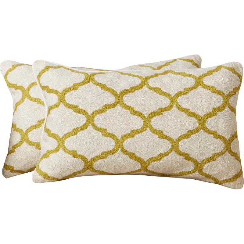 Ekstrom Embroidered Feather Reversible Throw Pillow (Set of 2)
