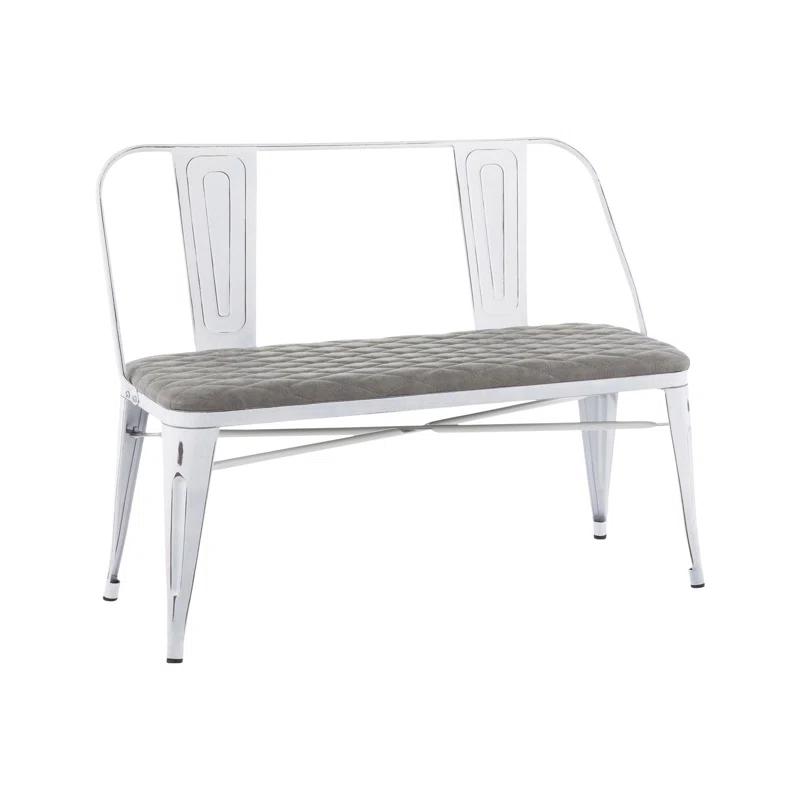Modern Oregon 42'' Gray and White Upholstered Bench