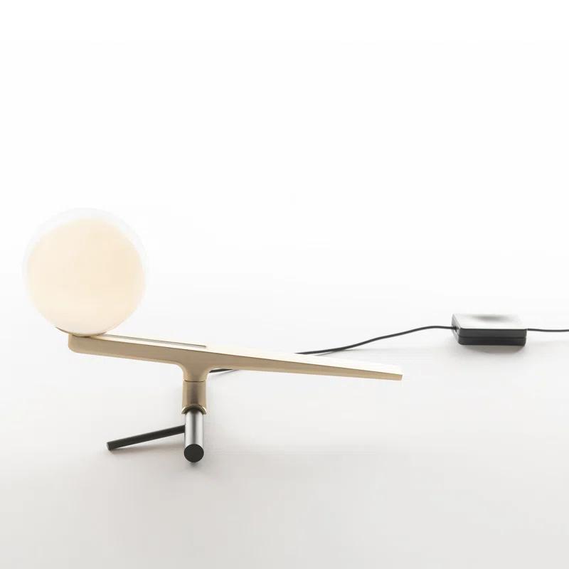 Elegant Swallow Perch 9cm White Glass & Brass LED Table Lamp