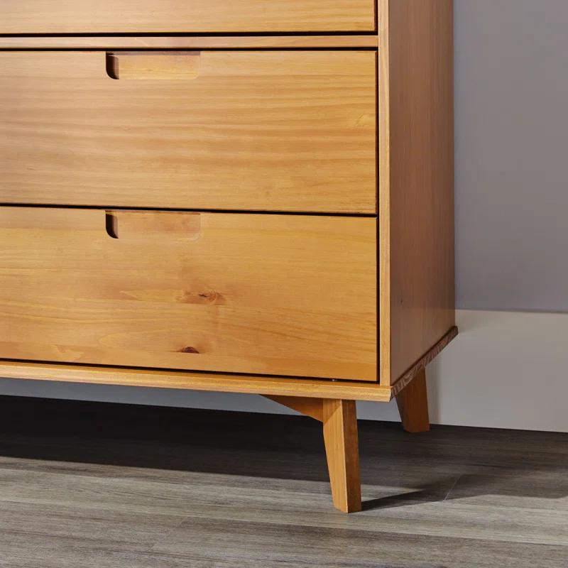 Caramel Mid-Century Double Dresser with Extra Deep Drawers