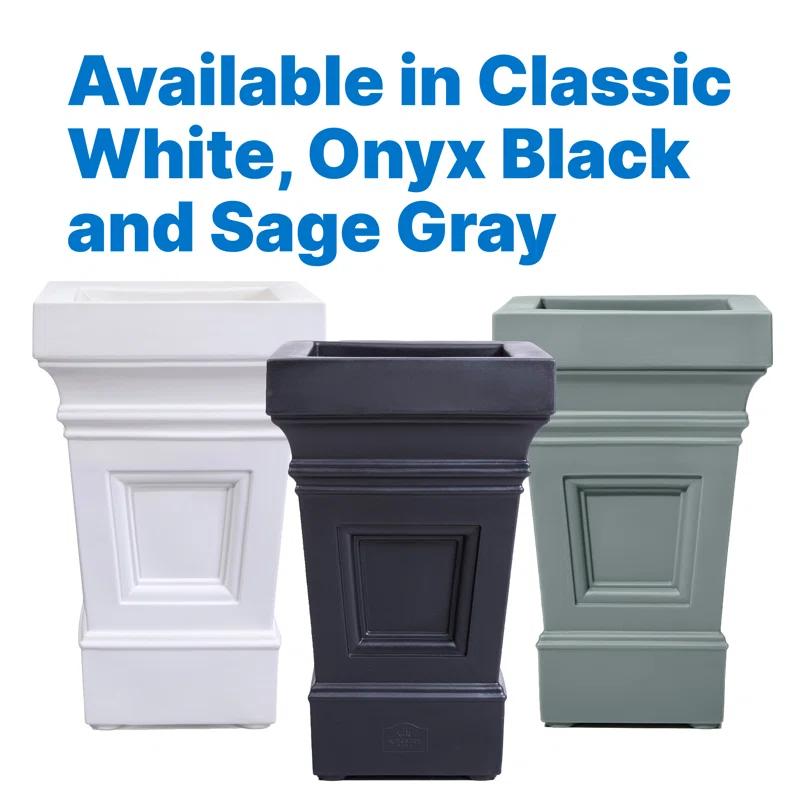 Atherton Onyx Black Self-Watering Square Planter Box, 2-Pack