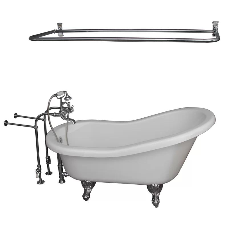 Elegant 67'' Traditional Acrylic Clawfoot Soaking Tub with Chrome Fixtures