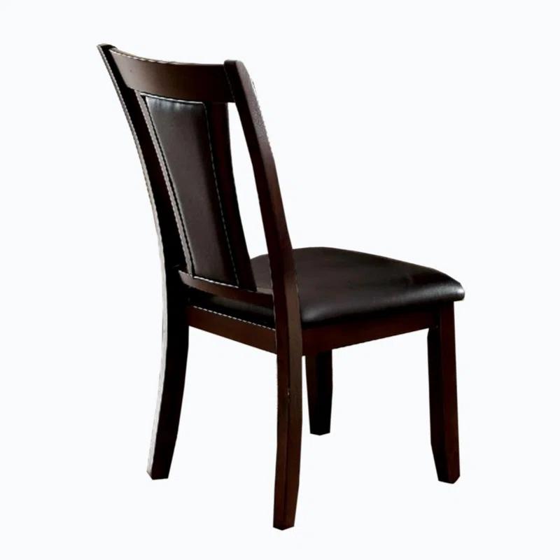 Espresso Faux Leather Upholstered Side Chair with Wooden Legs