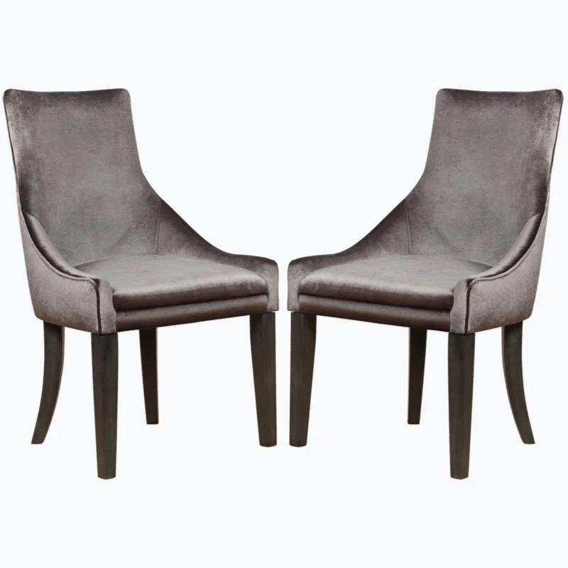 Low Velvet Upholstered Wingback Side Chair in Gray