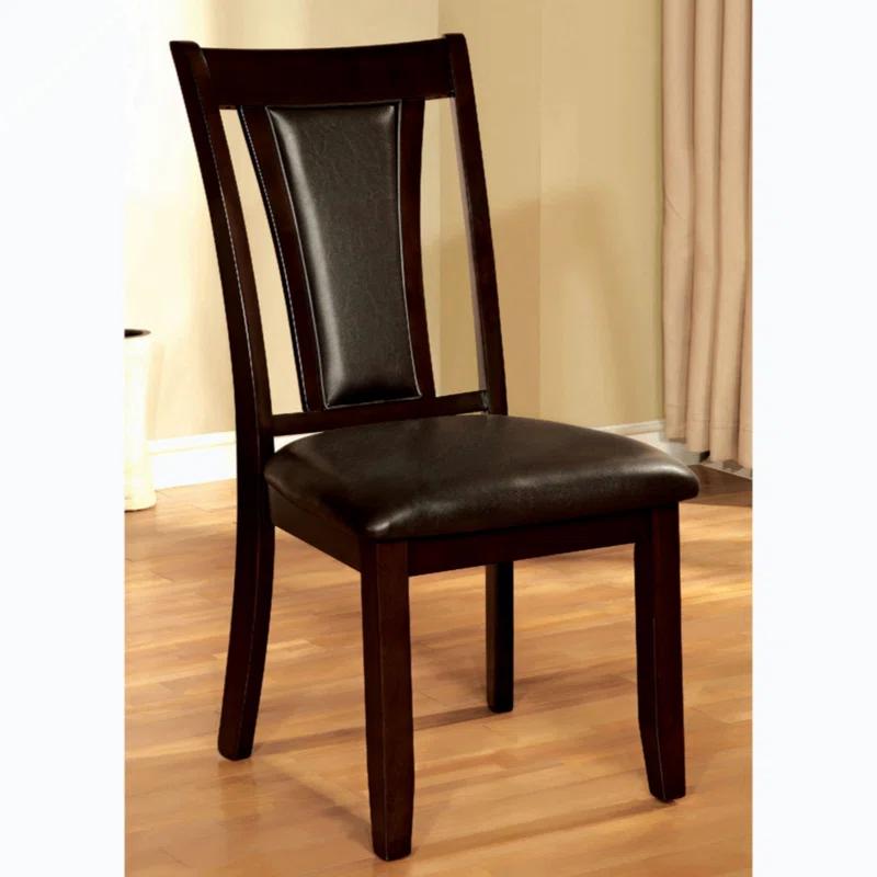 Espresso Faux Leather Upholstered Side Chair with Wooden Legs