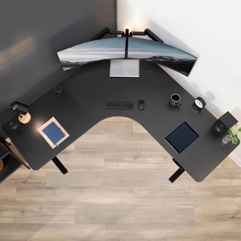 Modern Black Laminated 71" Curved Corner Desk Top