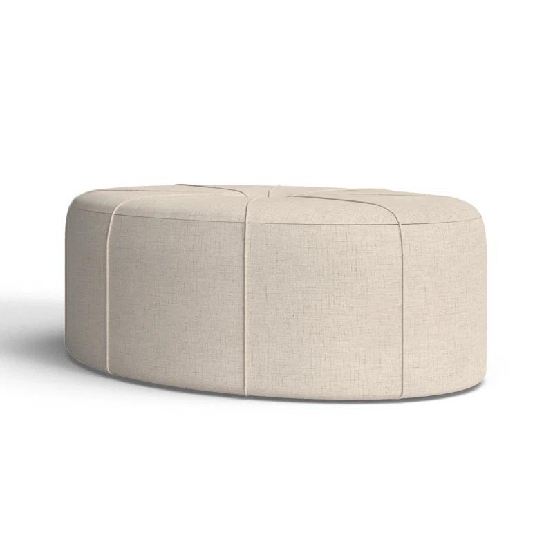 Elegant Cream Melange Tufted Oval Ottoman