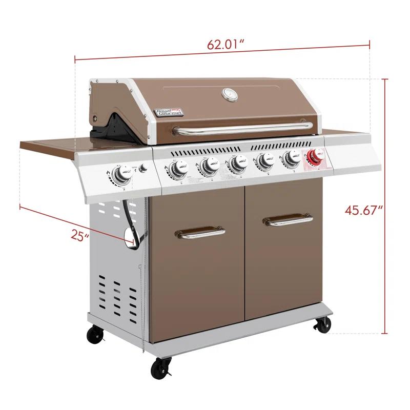 Royal Gourmet 6 - Burner Freestanding Liquid Propane 74000 BTU Gas Grill with Cabinet