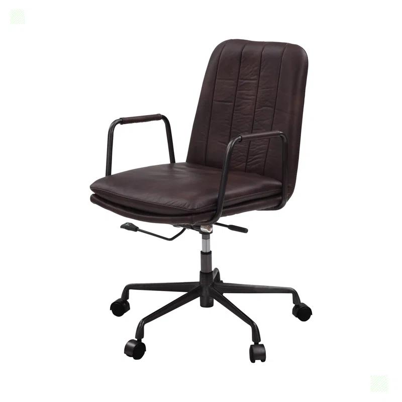 High-Back Mars Leather Executive Swivel Office Chair with Metal Accents