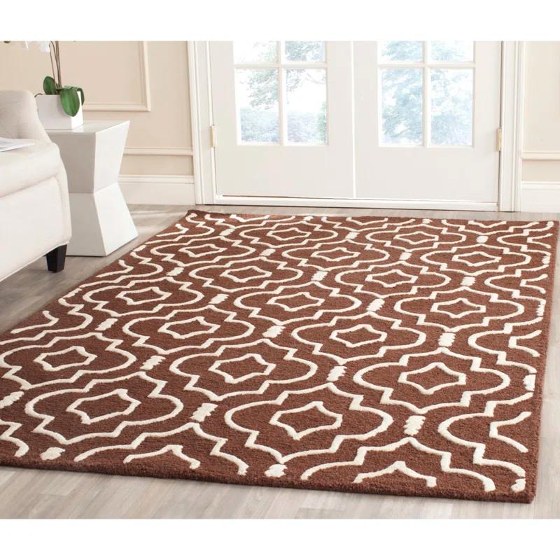 Elegant Cambridge Dark Brown & Ivory Hand-Tufted Wool Rug 8' x 10'