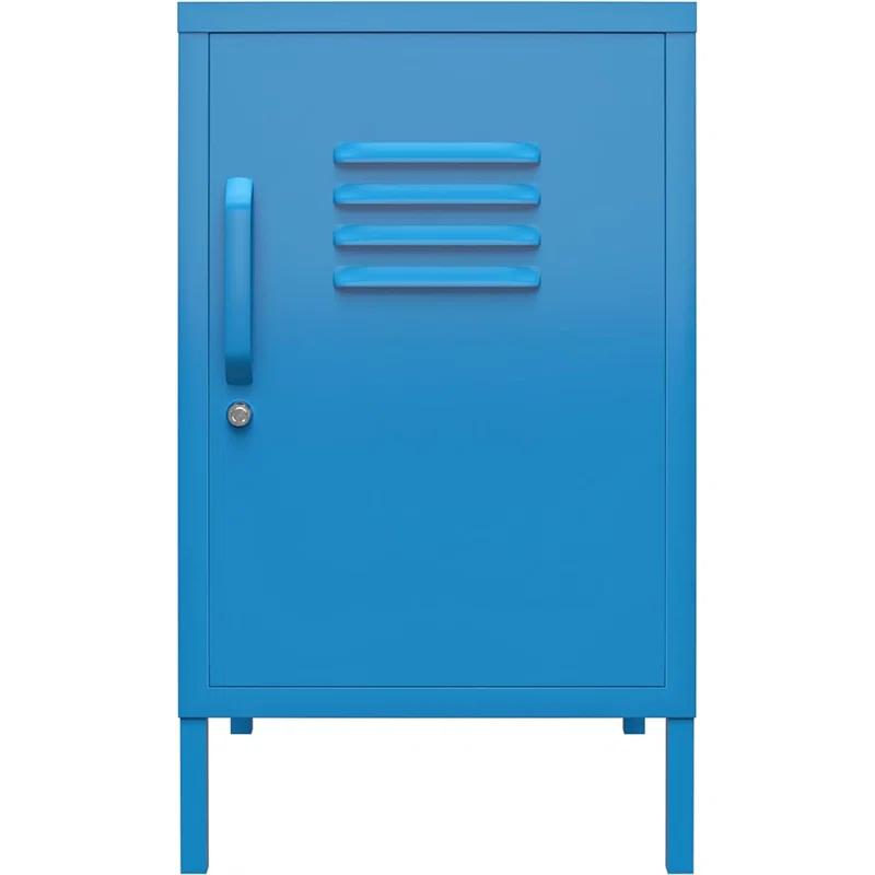 Bright Blue Novogratz Cache Metal Locker End Table with Storage