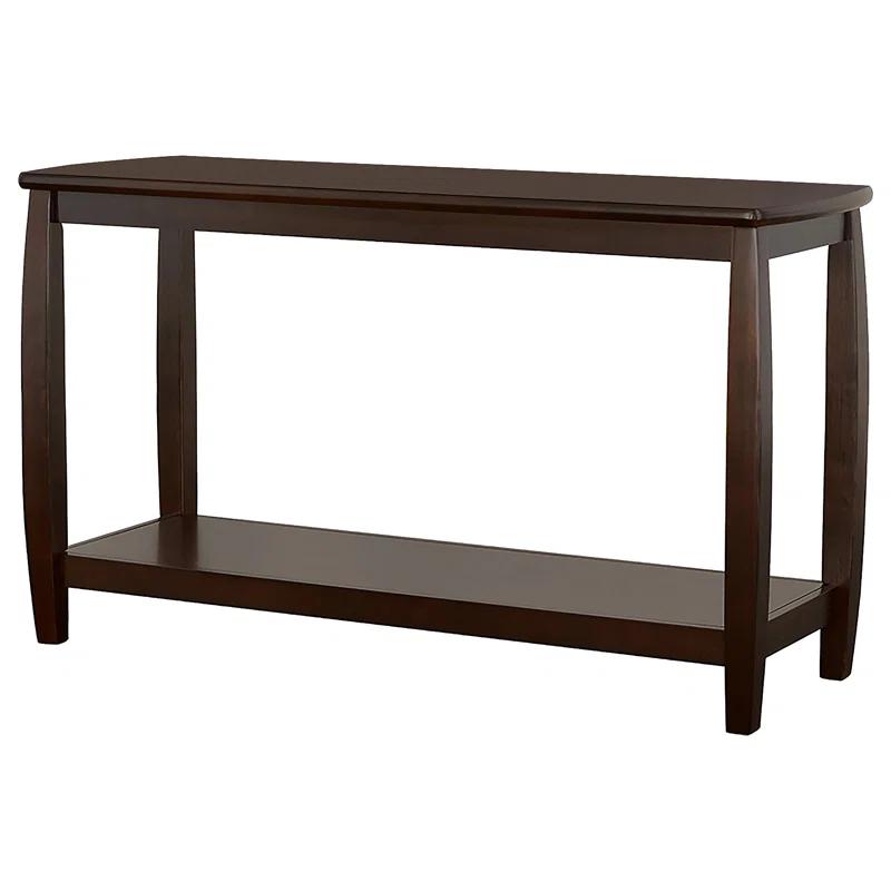 Espresso Bowed Leg 47.5'' Wood Console Table with Shelf