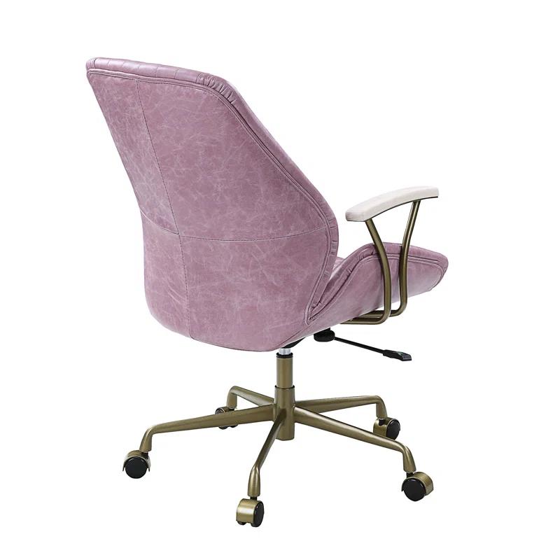 Hamilton Pink Genuine Leather Swivel Task Chair with Metal Base