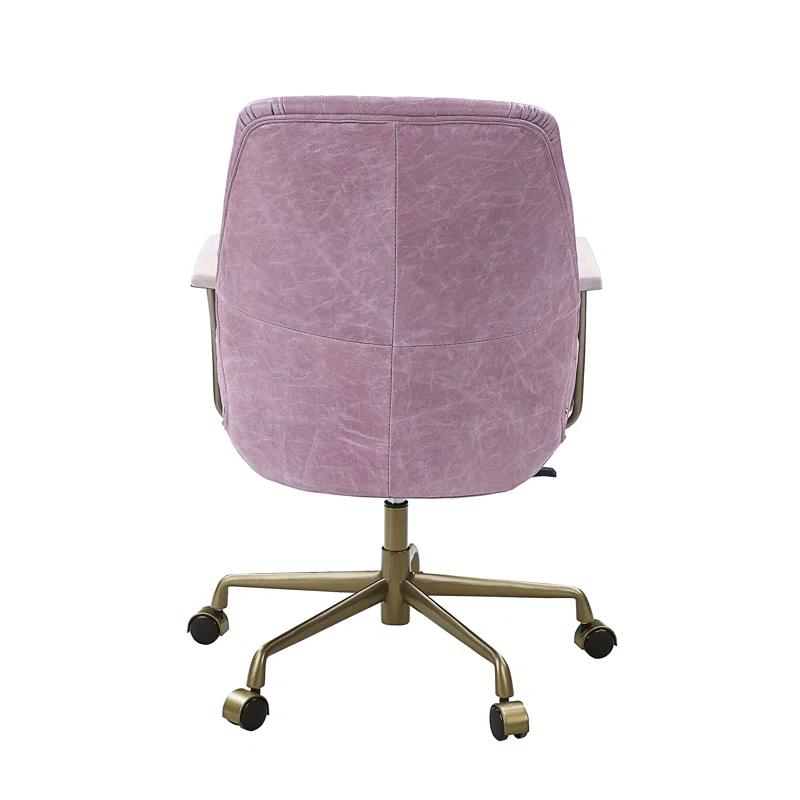 Hamilton Pink Genuine Leather Swivel Task Chair with Metal Base