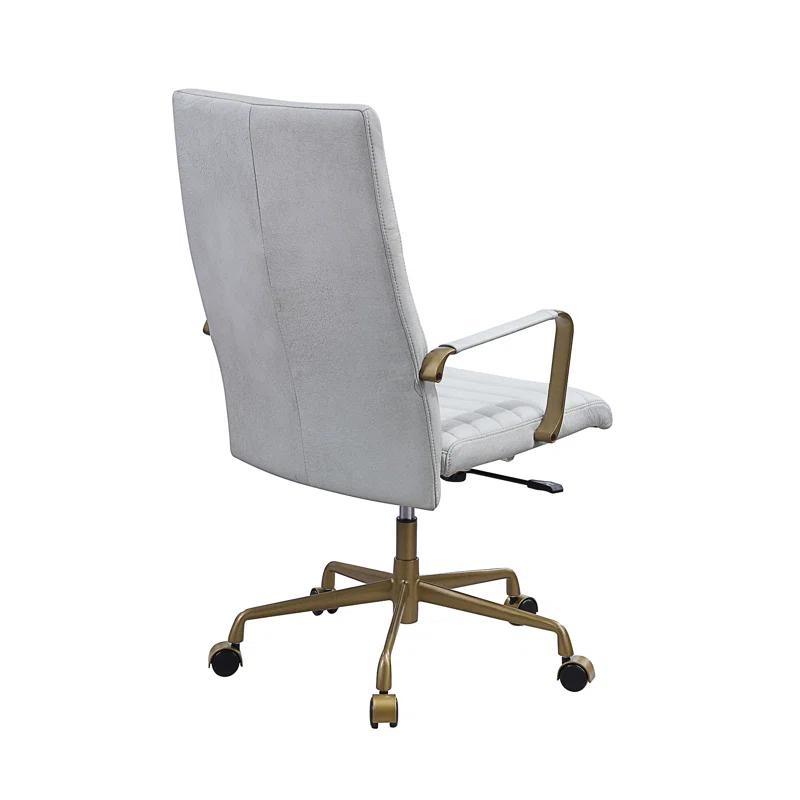 Ergonomic High Back Swivel Office Chair in Vintage White Leather