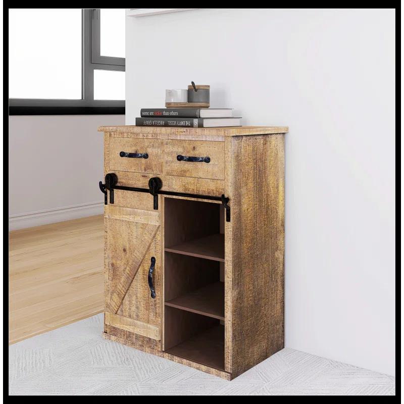 Rustic Farmhouse 24" Metal & Wood Console Cabinet with Storage