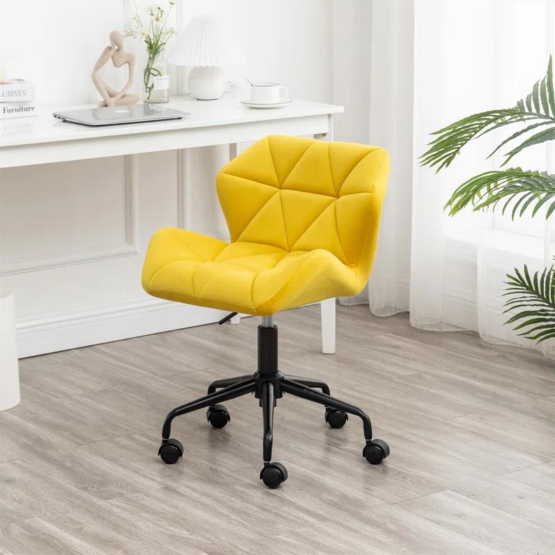 Eldon Diamond Tufted Swivel Armless Office Chair in Yellow