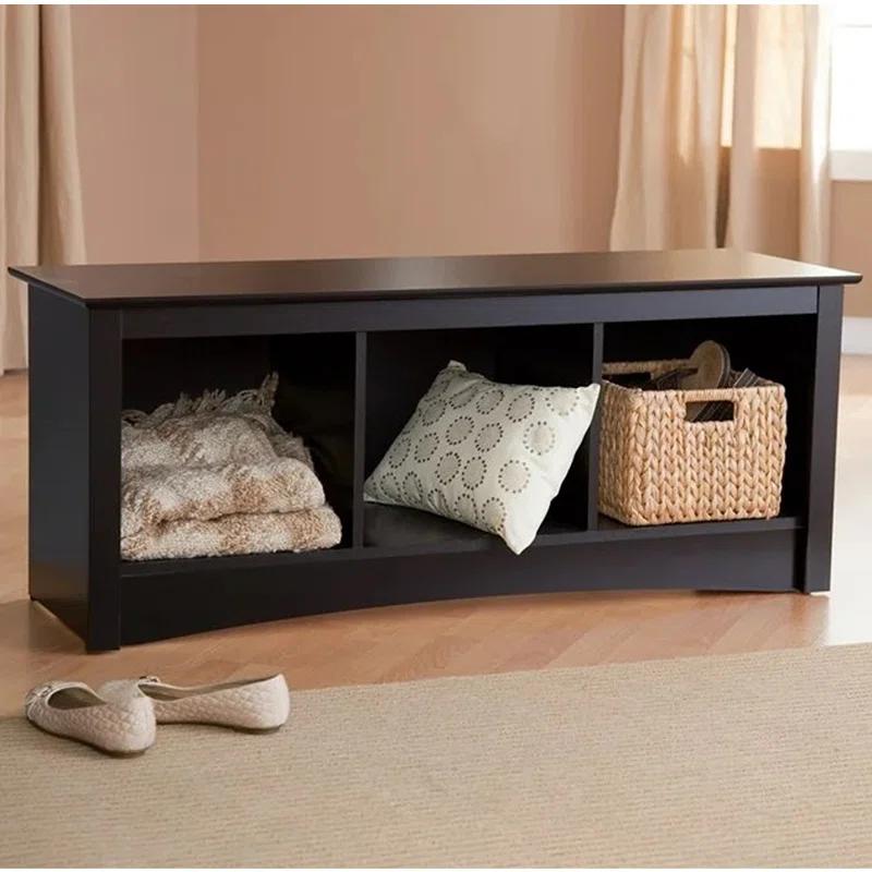 Sonoma Black Laminate 54" Storage Bench with 3 Compartments